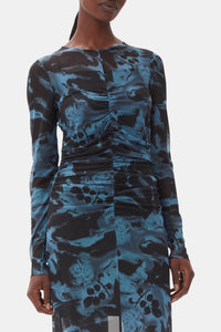 Robe longue à imprimé graphique - Blue Shadow