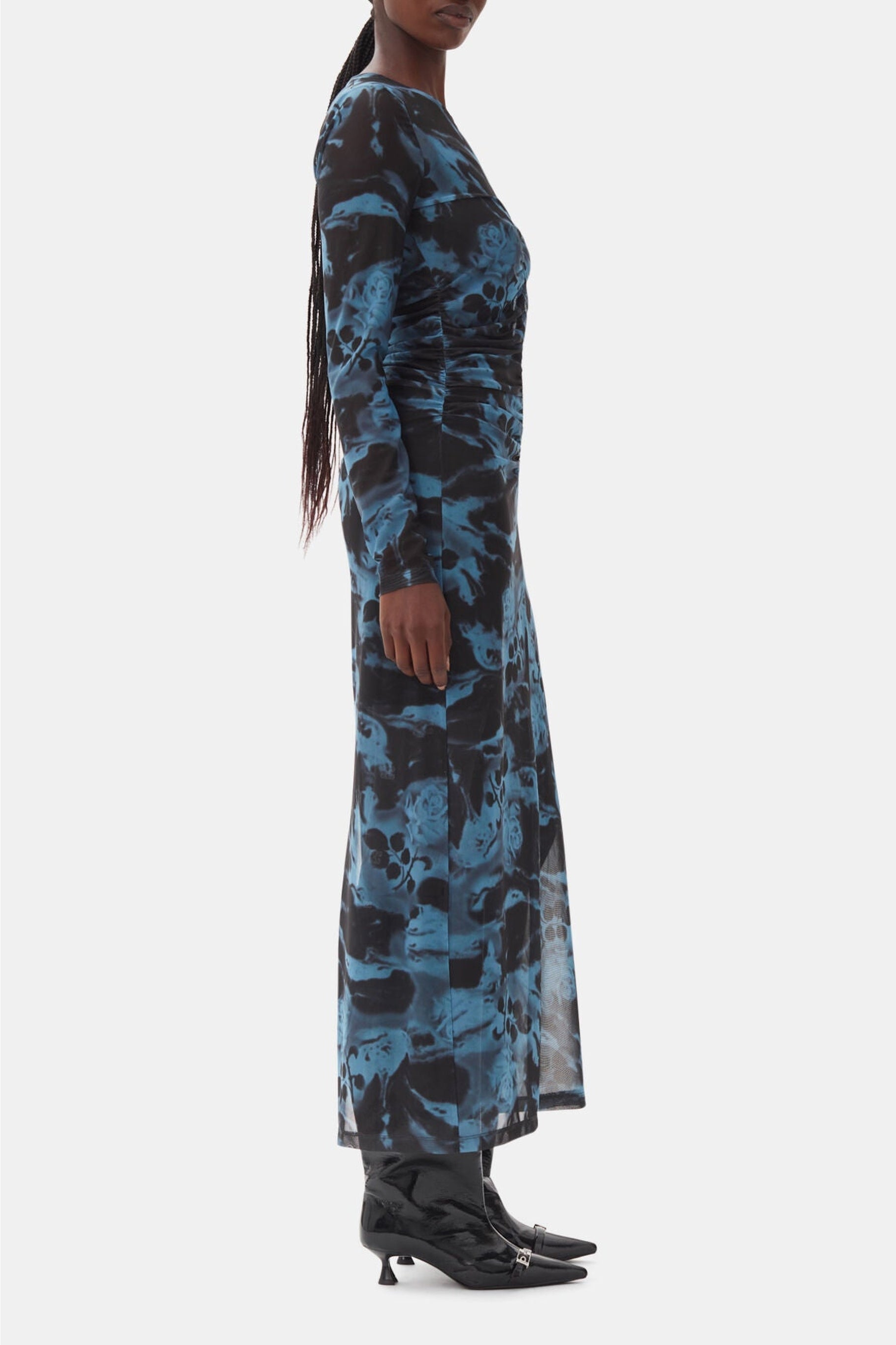 Robe longue à imprimé graphique - Blue Shadow