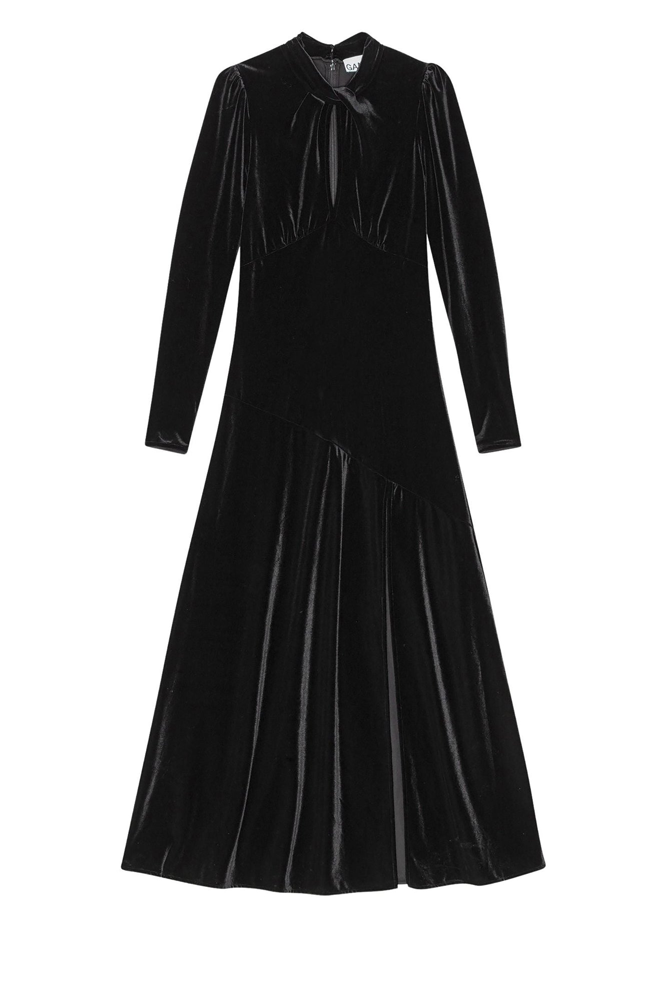 Gathered velvet maxi dress - Black