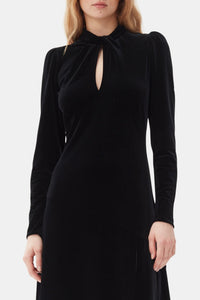 Gathered velvet maxi dress - Black