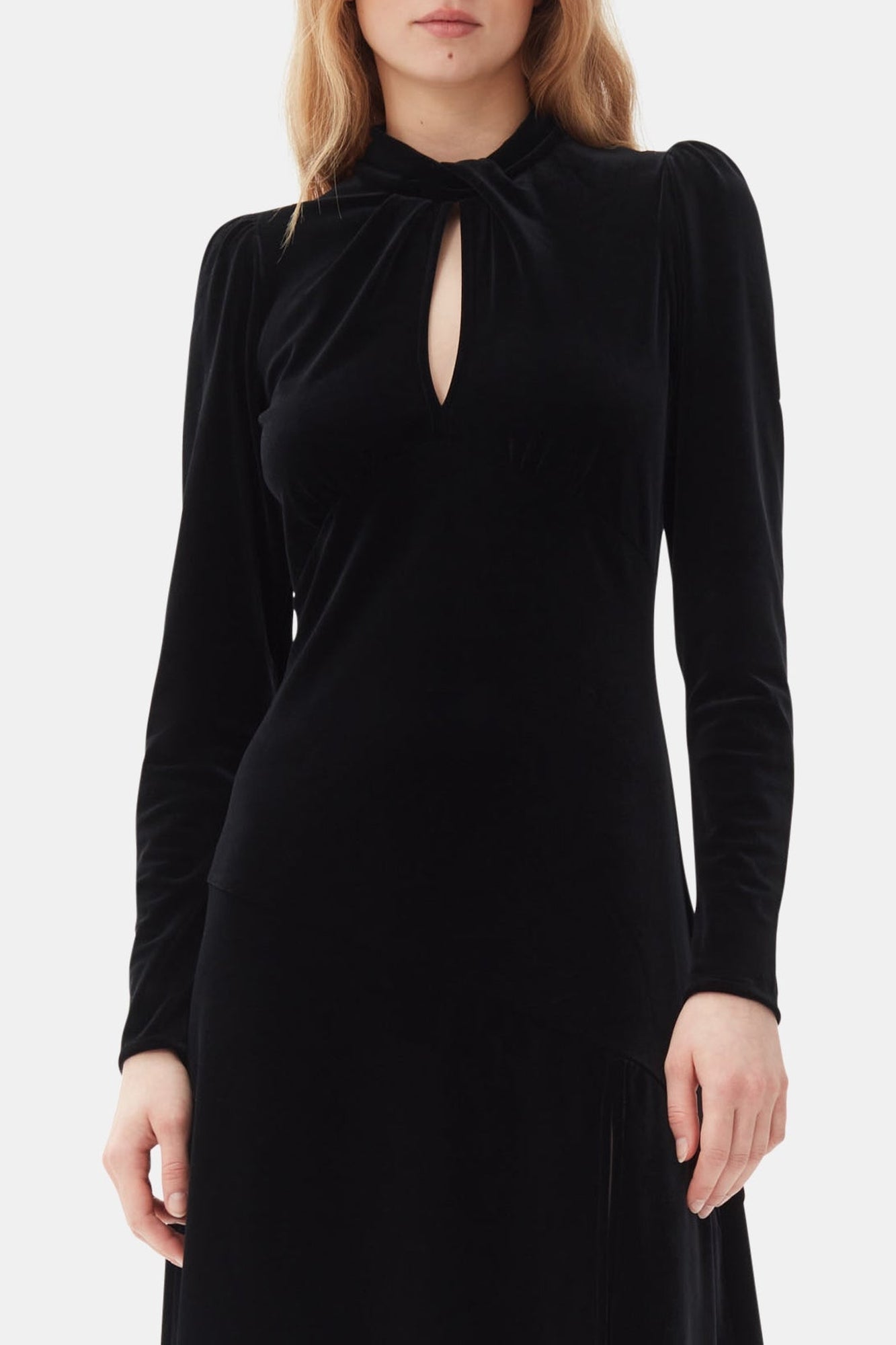 Gathered velvet maxi dress - Black