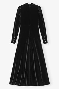 Gathered velvet maxi dress - Black