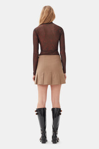 Top col roulé Printed Mesh Long Sleeve - Bitter Chocolate