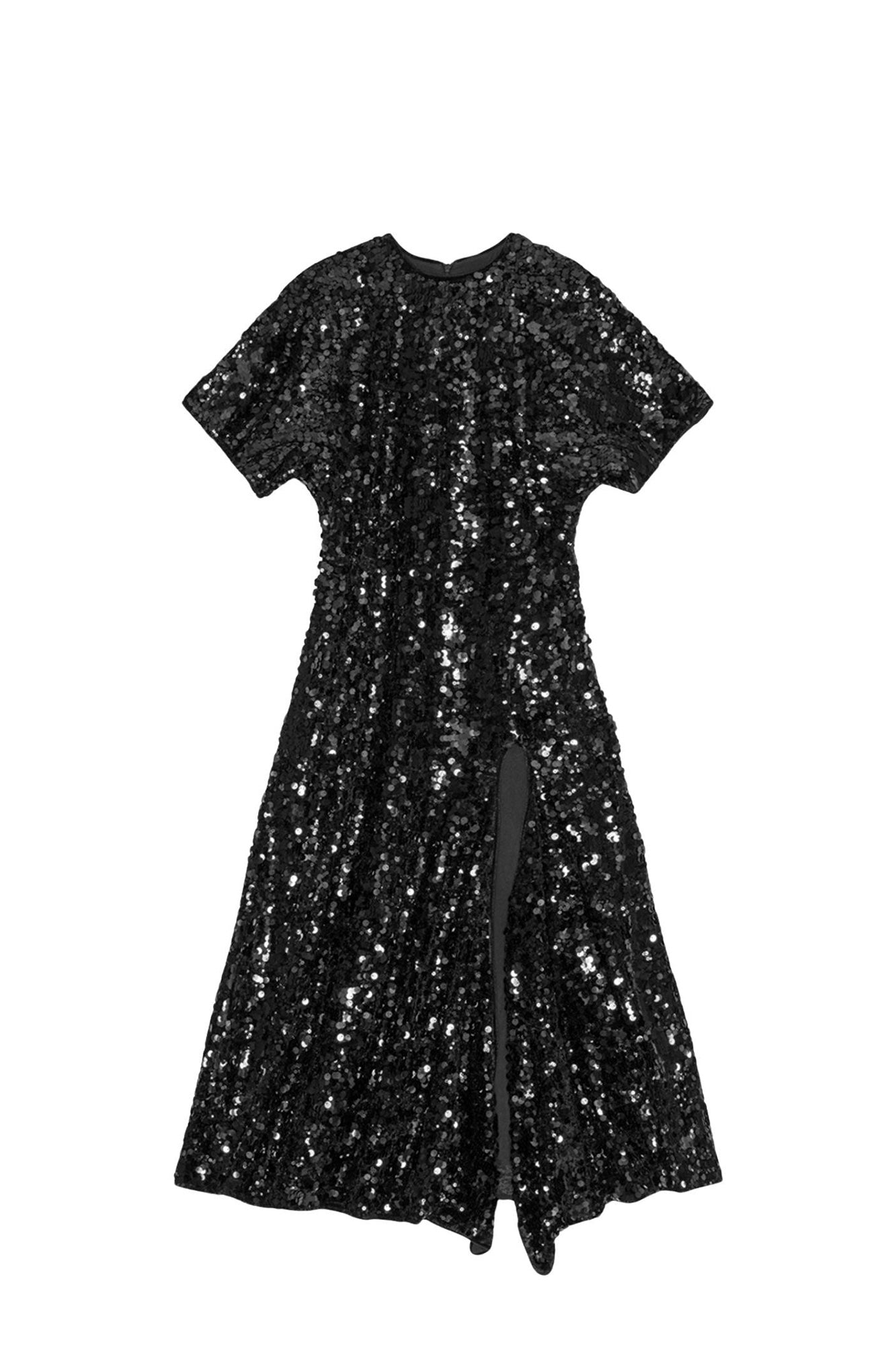 Robe longue à sequins en velours - Black