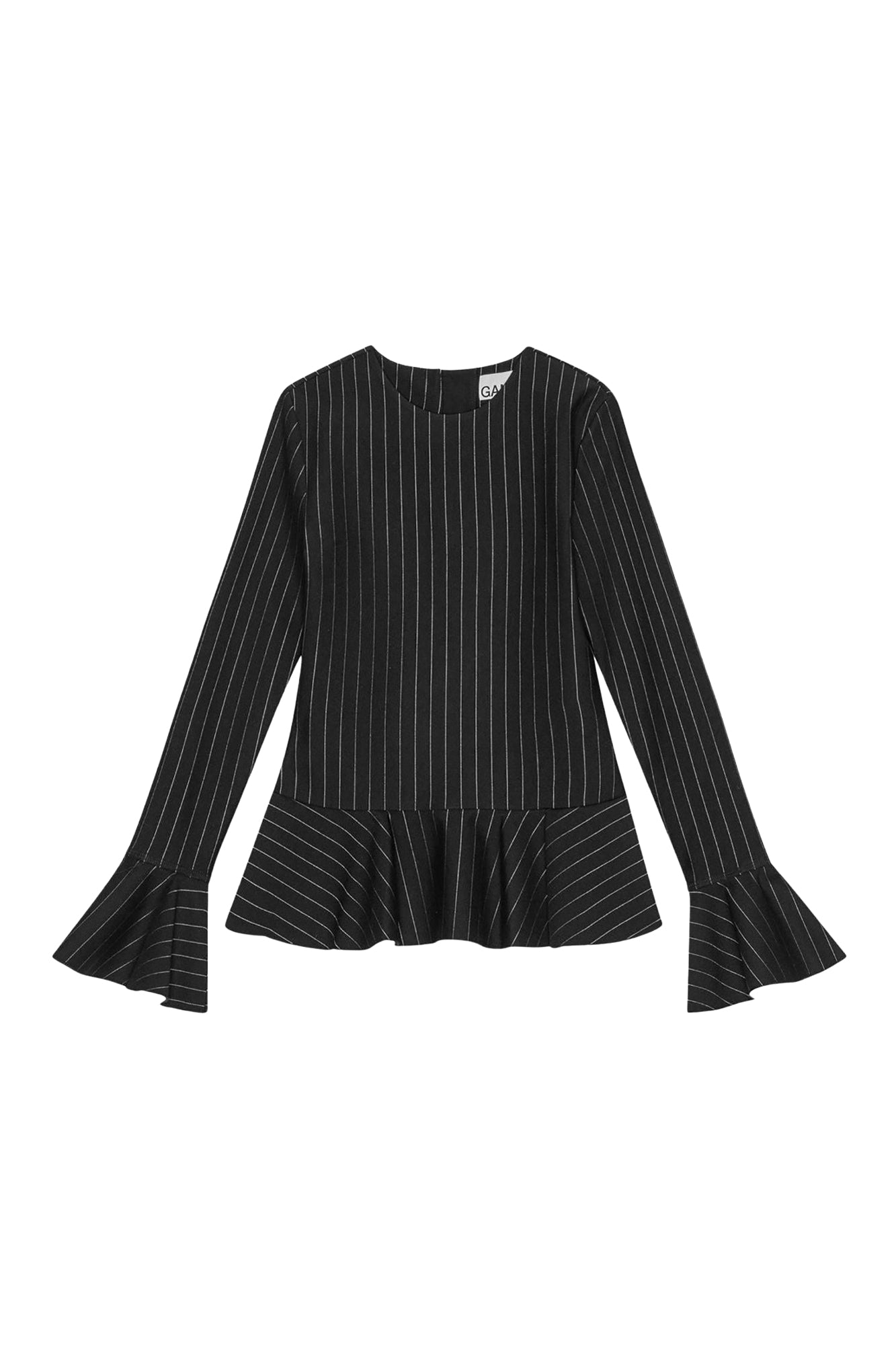 Blouse peplum à fines rayures - Black