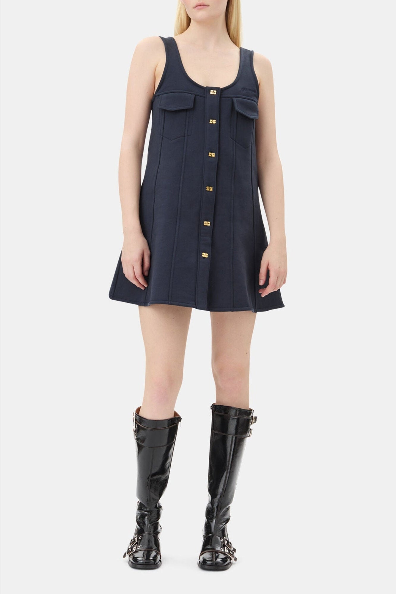 Robe courte évasée et boutonnée - Sky Captain