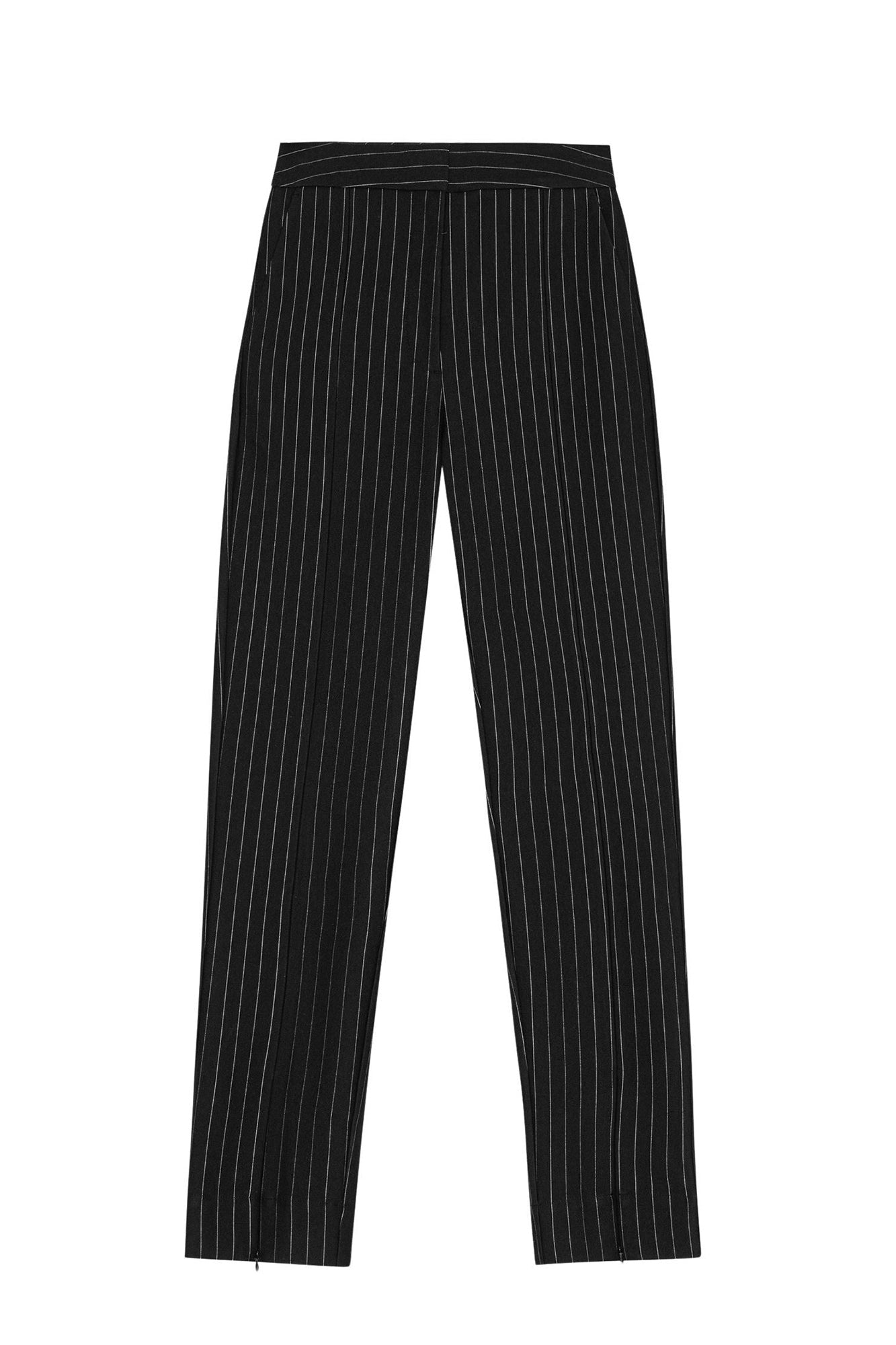 Pantalon taille mi haute à rayures - Black