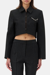 Blazer court à rayures - Black