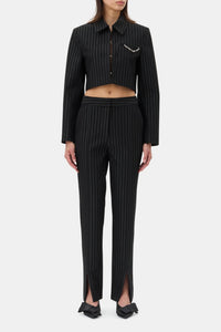 Blazer court à rayures - Black