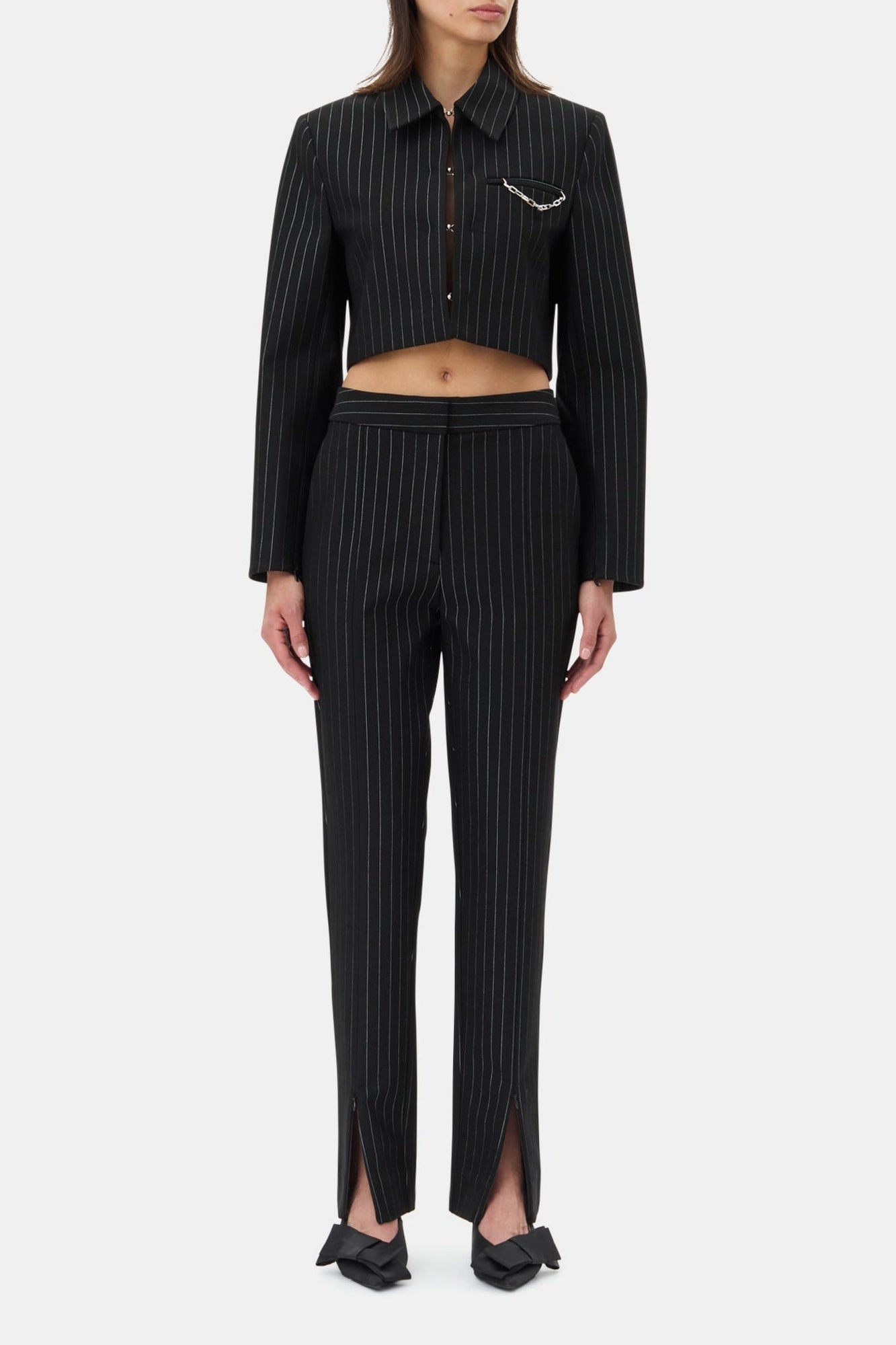 Blazer court à rayures - Black