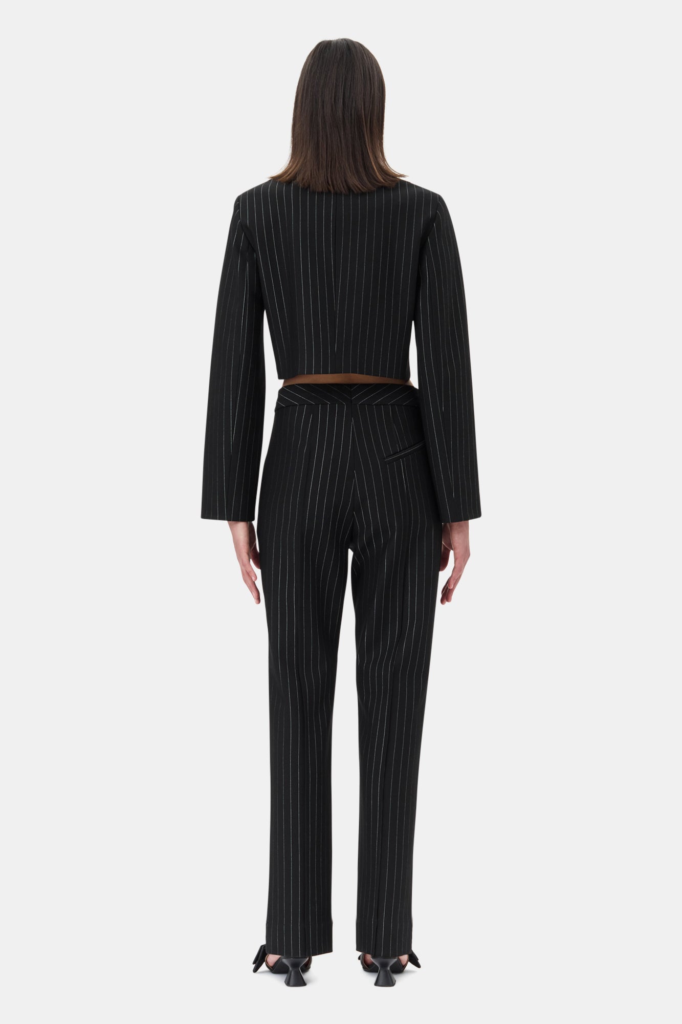 Blazer court à rayures - Black