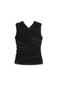 Ruched velvet top - Black