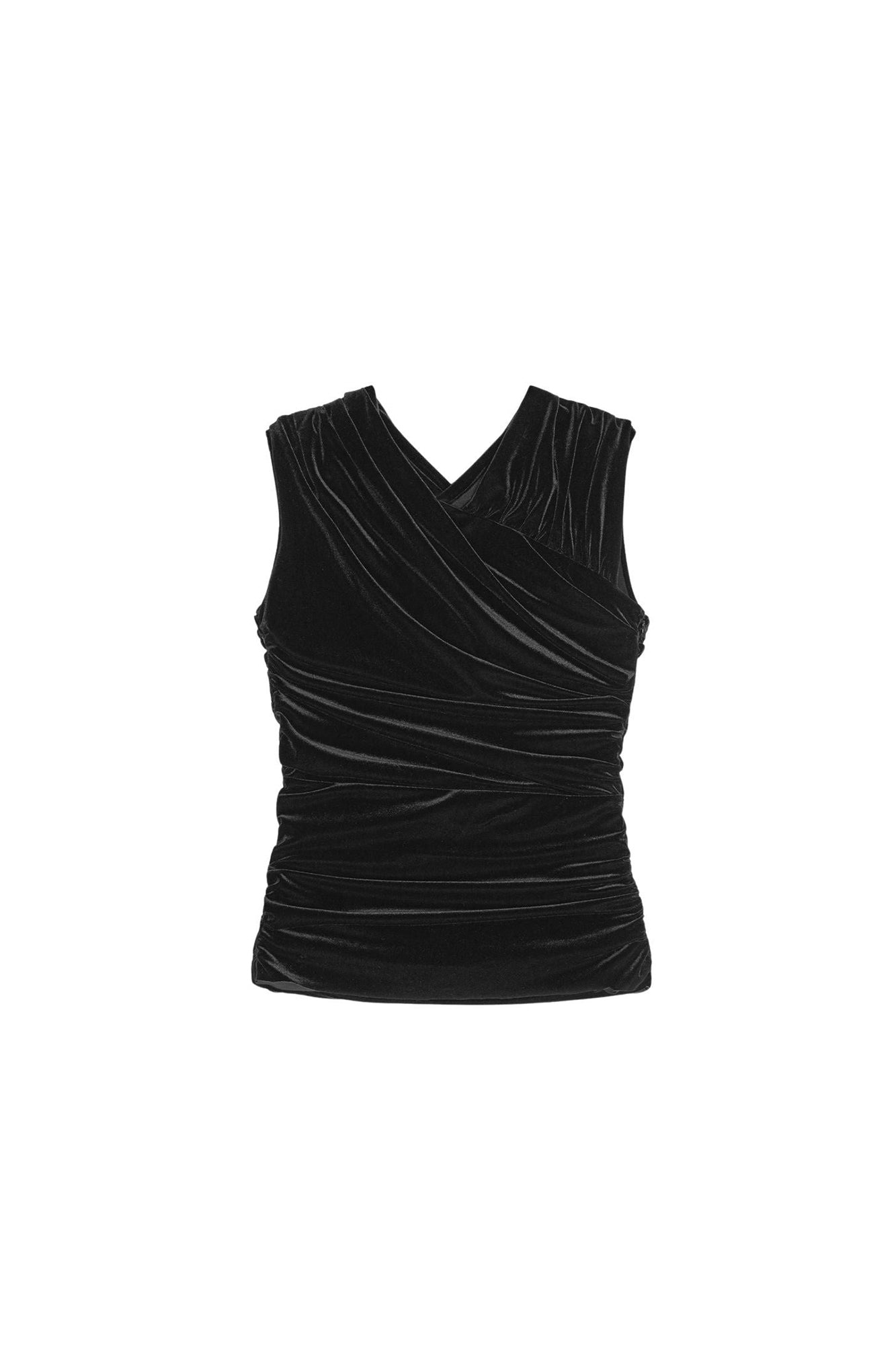 Top froncé en velours - Black