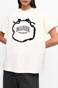 T-shirt décontracté avec nœud - Egret