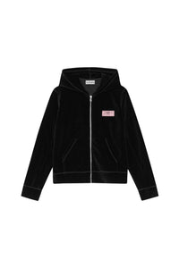 Sweat à capuche zippé épais en velours - Black