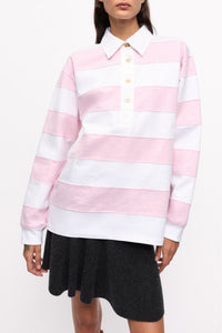 Polo à rayures en jersey - Mauve Chalk