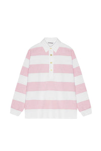 Polo à rayures en jersey - Mauve Chalk