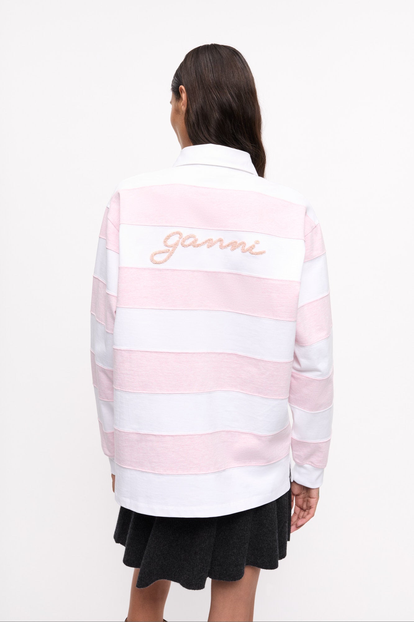 Polo à rayures en jersey - Mauve Chalk