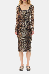 Pleated midi dress - Leopard