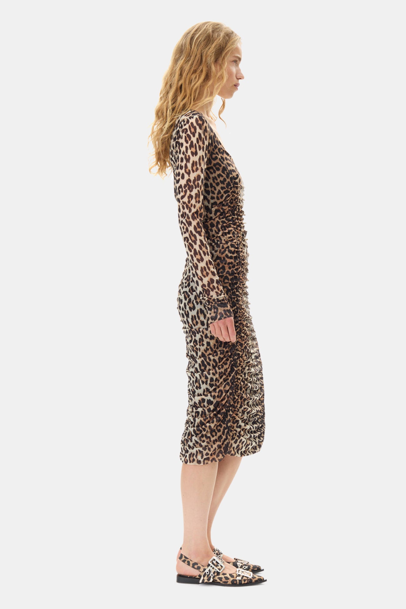 Robe midi plissé - Leopard