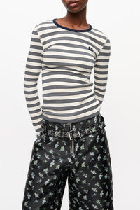Long-sleeved ribbed cotton t-shirt - Sky Captain
