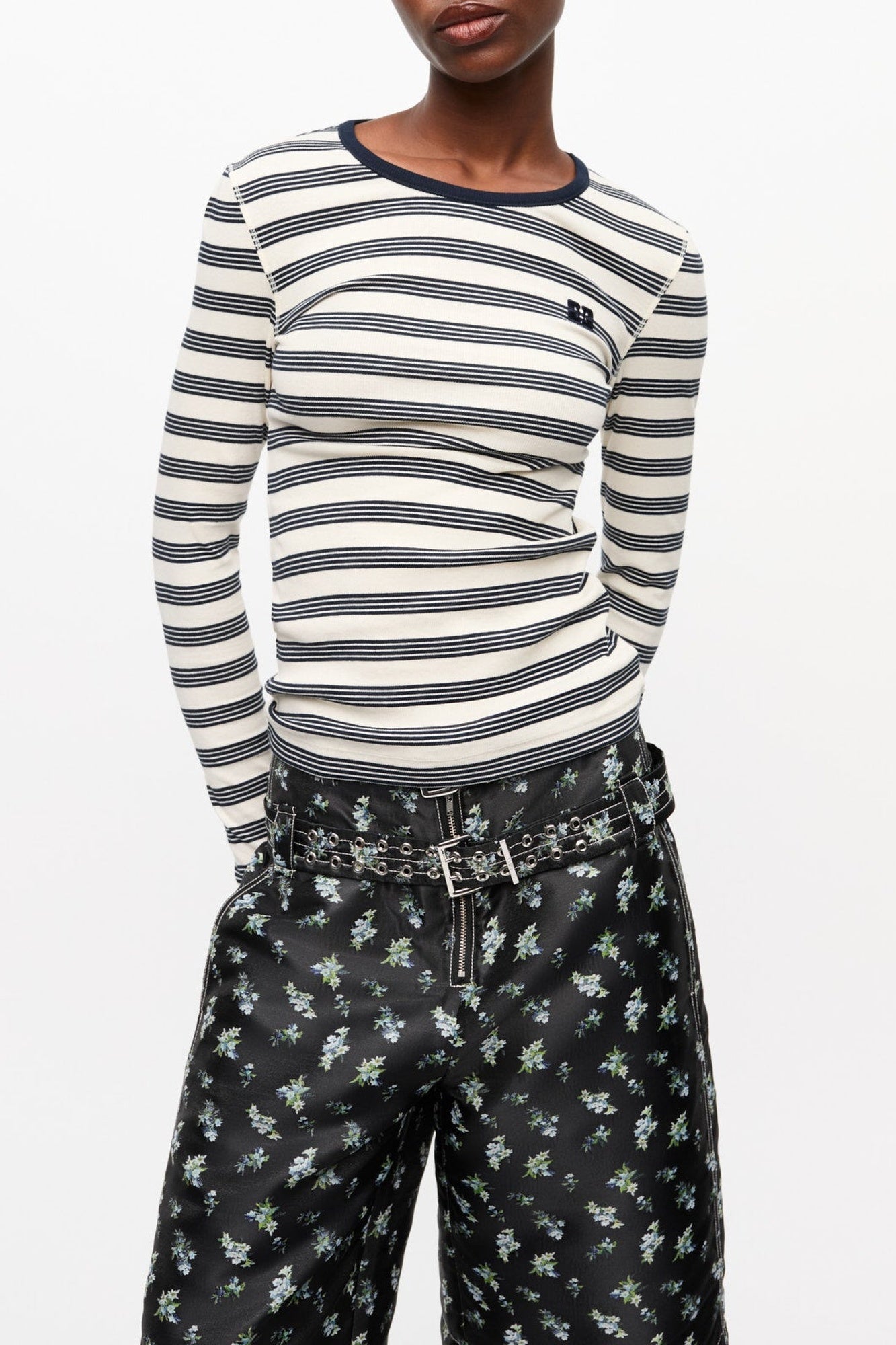 Long-sleeved ribbed cotton t-shirt - Sky Captain
