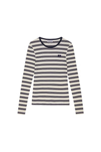 Long-sleeved ribbed cotton t-shirt - Sky Captain
