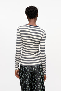 Long-sleeved ribbed cotton t-shirt - Sky Captain