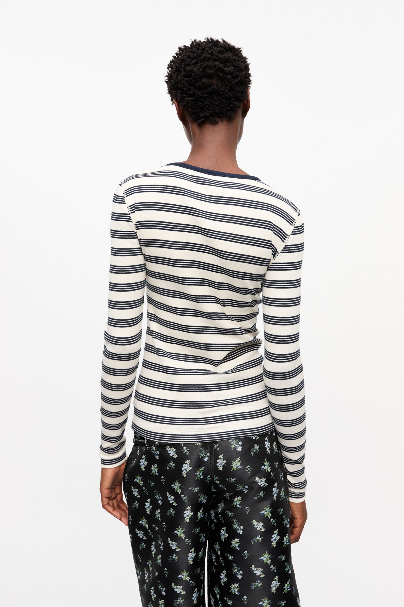 Long-sleeved ribbed cotton t-shirt - Sky Captain