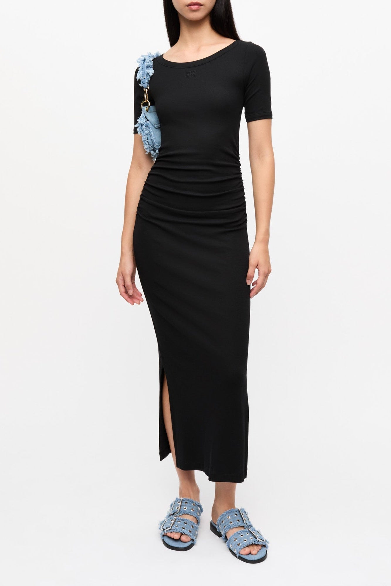 Robe côtelée en coton - Black
