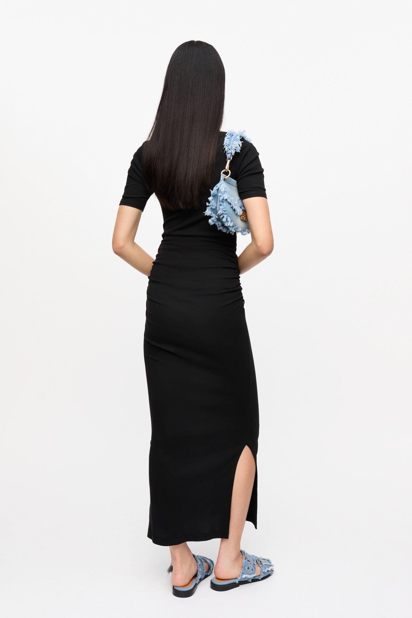 Robe côtelée en coton - Black