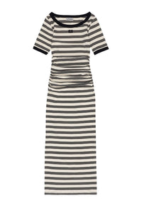 Robe à manches courtes côtelée et rayures en coton - Sky Captain