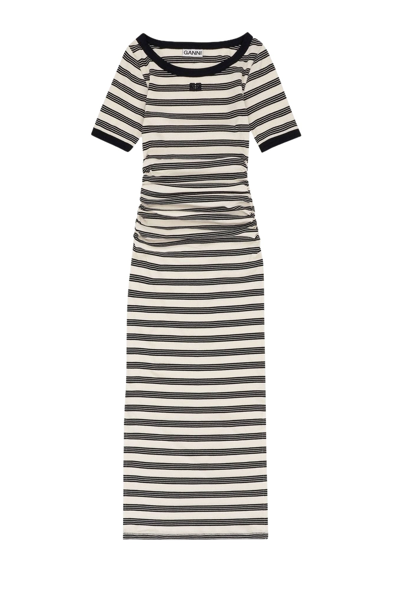 Robe à manches courtes côtelée et rayures en coton - Sky Captain