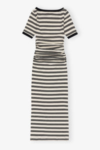 Robe à manches courtes côtelée et rayures en coton - Sky Captain