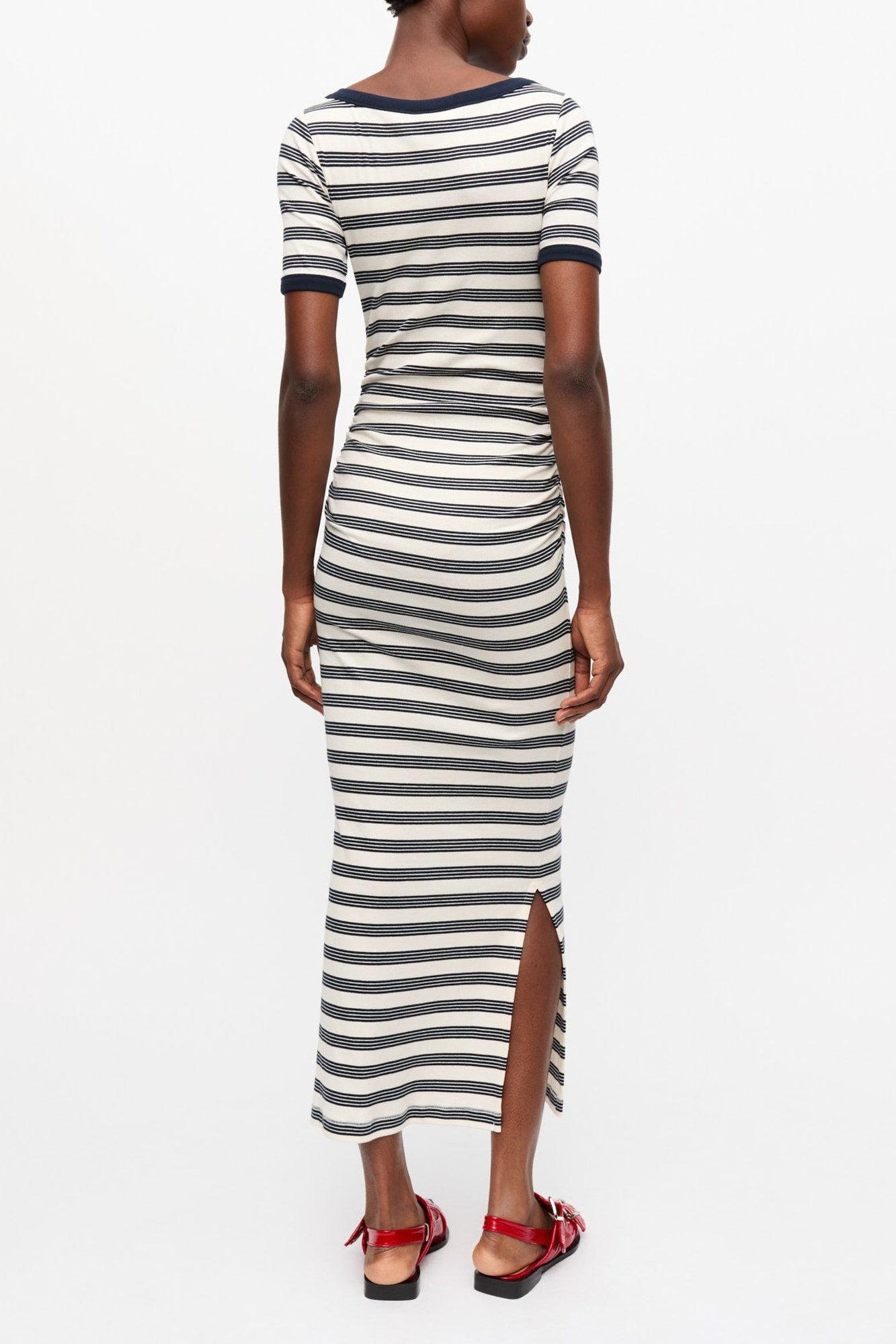 Robe à manches courtes côtelée et rayures en coton - Sky Captain