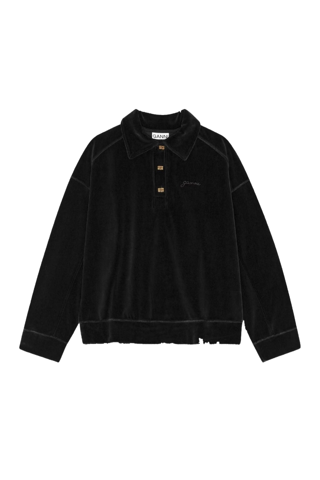 Polo en velours - Black