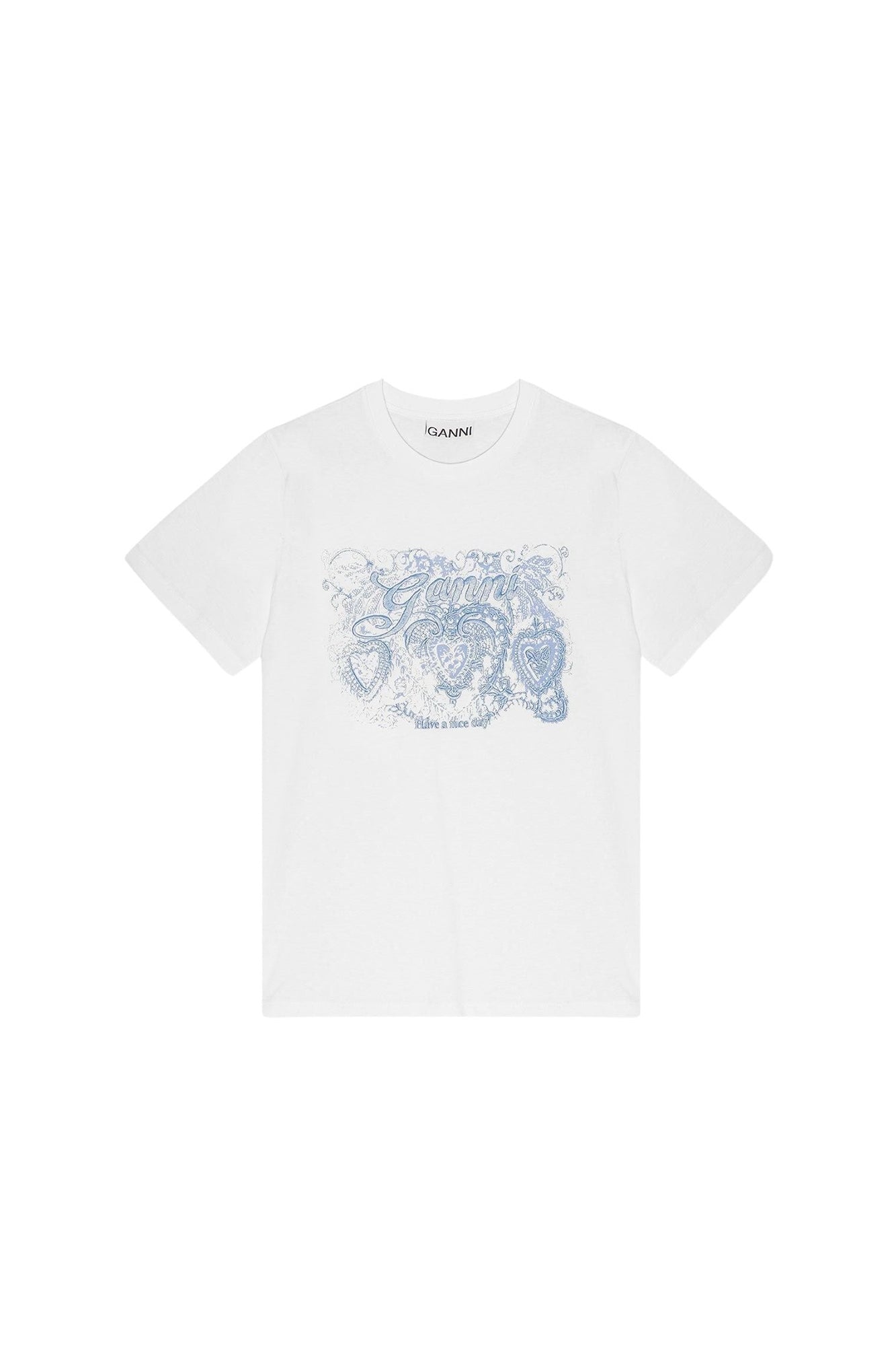 T-shirt avec imprimé dentelle en jersey - Bright White