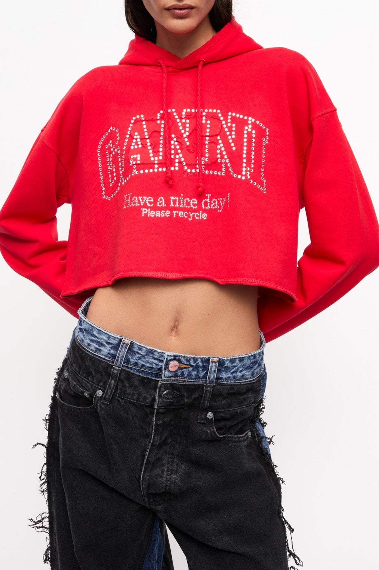 Sweat à capuche orné de strass - Racing Red