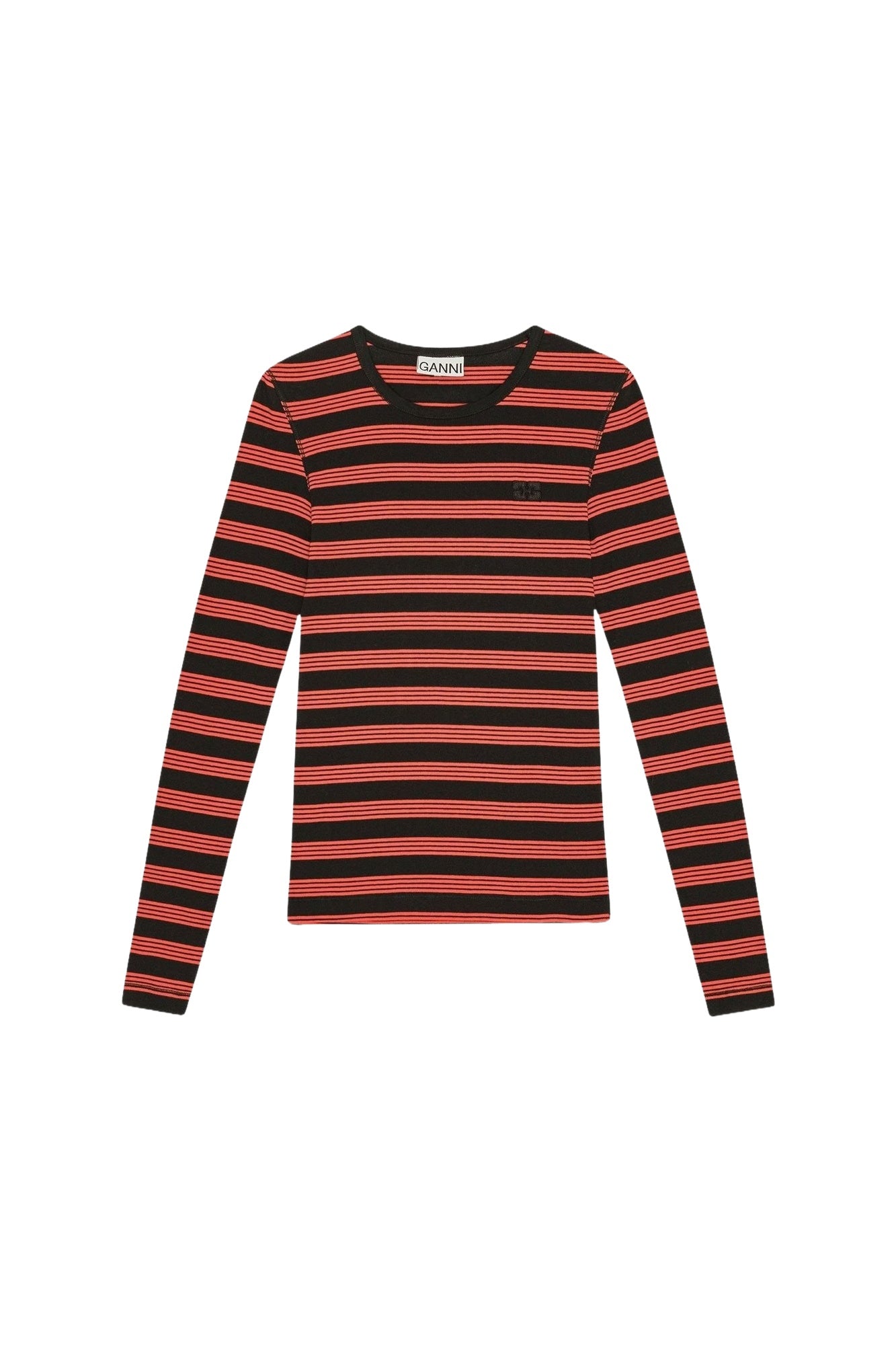 T-shirt à manches longues côtelé raye en coton - Red Alert