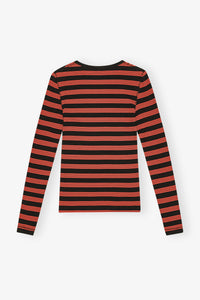 T-shirt à manches longues côtelé raye en coton - Red Alert