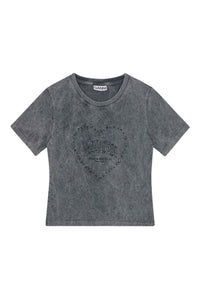T-shirt courte à motif cœur délavé - Phantom