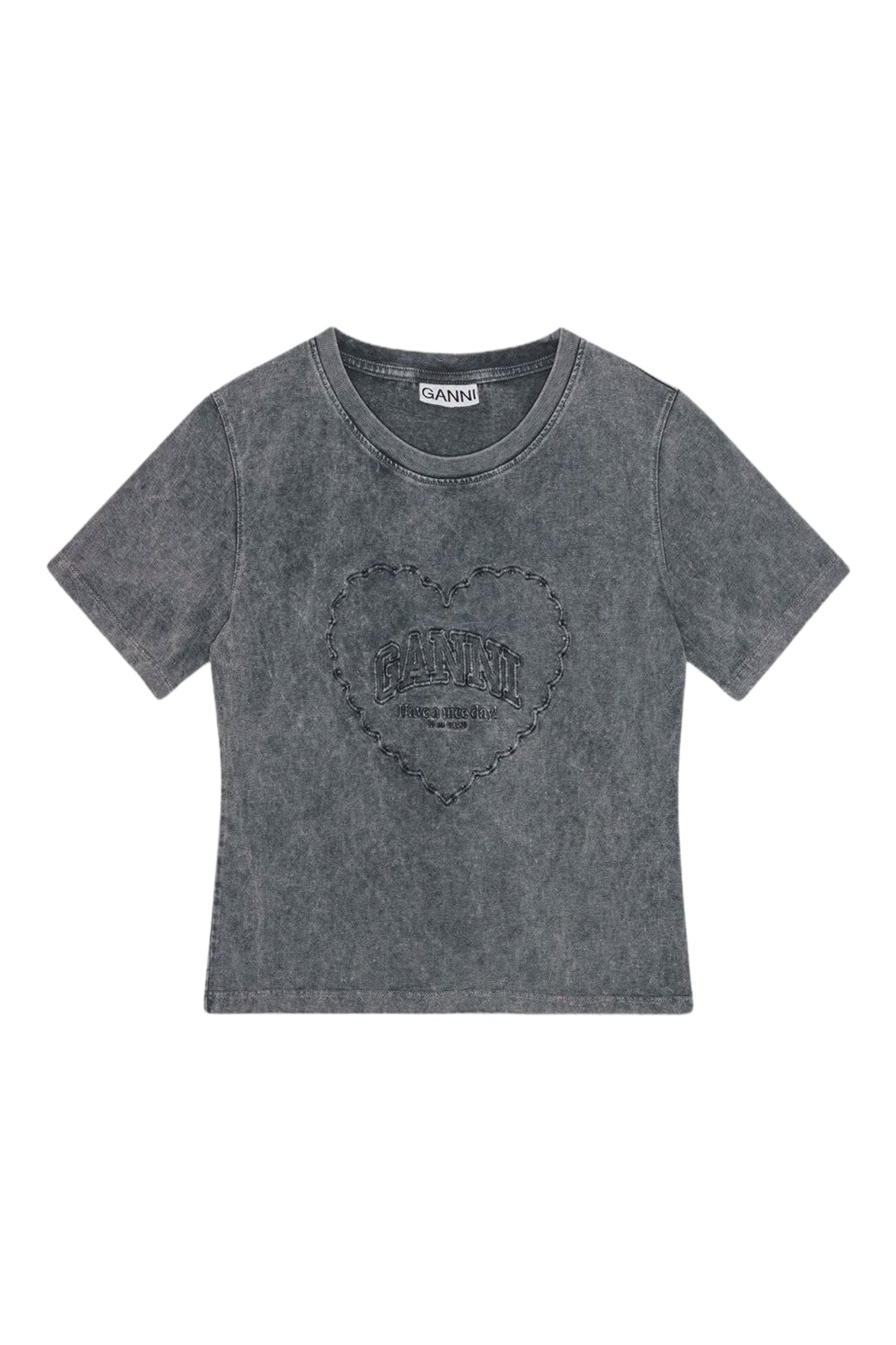 T-shirt courte à motif cœur délavé - Phantom
