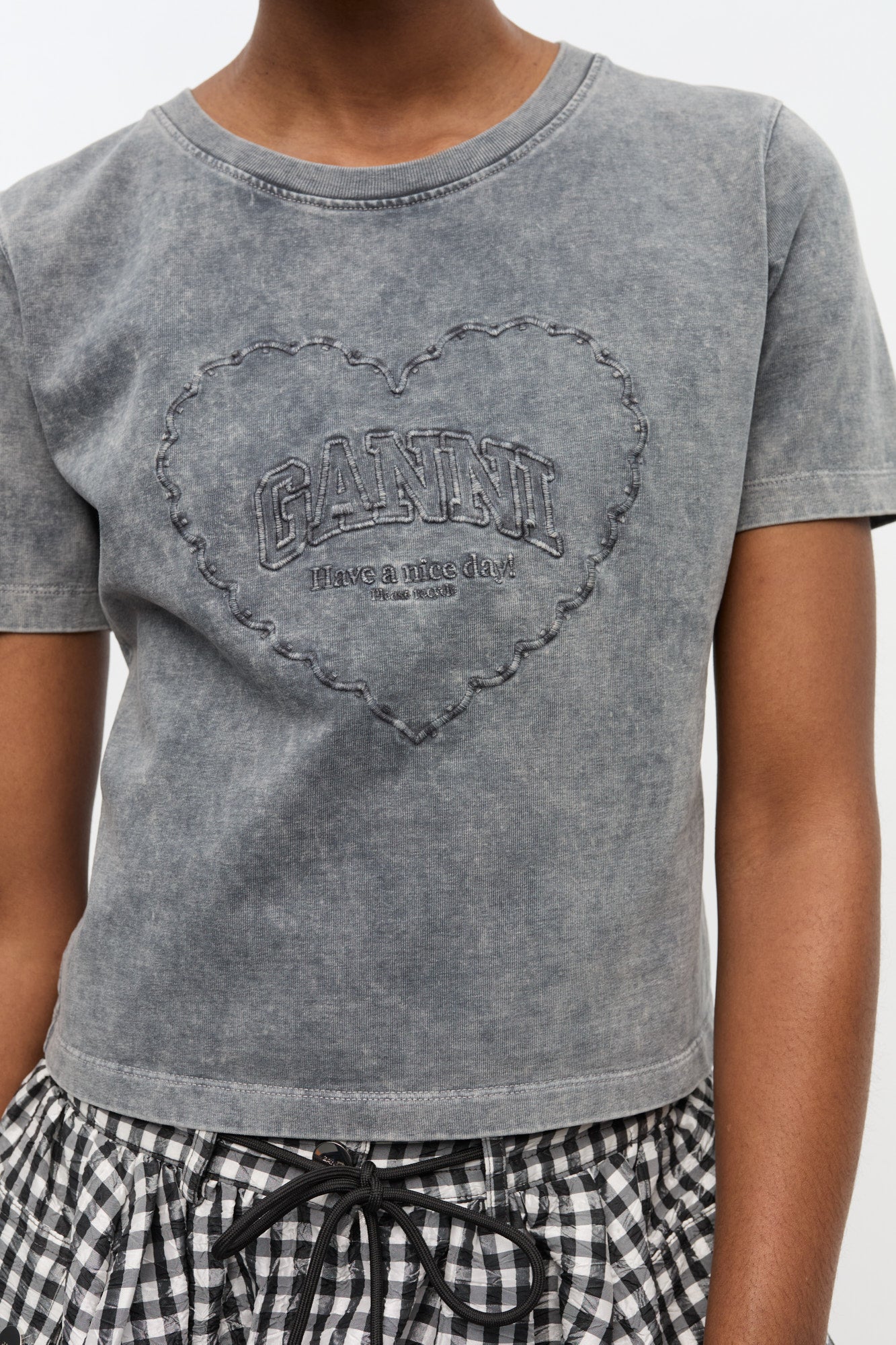 T-shirt courte à motif cœur délavé - Phantom