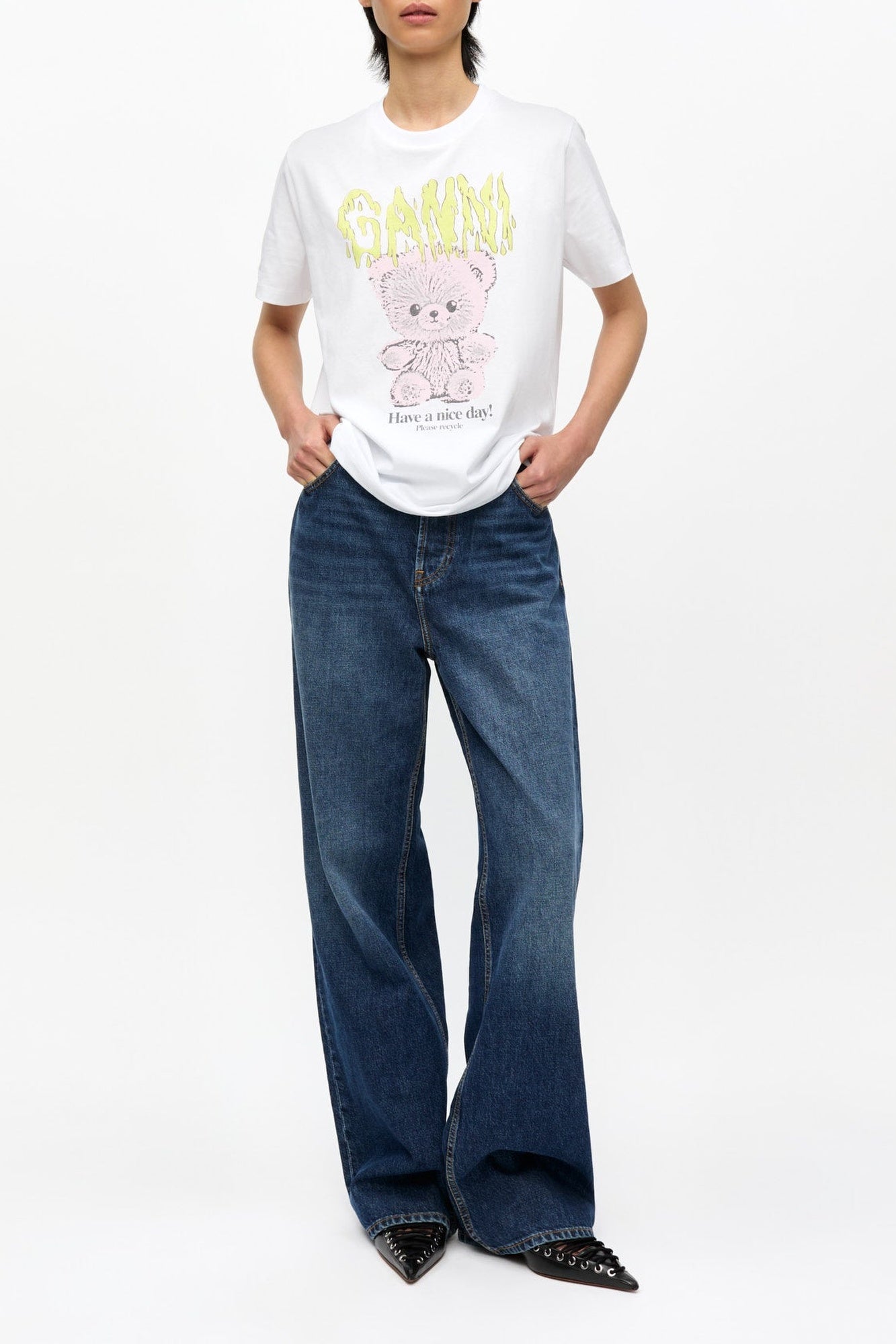 T-shirt basique décontracté de coton en jersey - Bright White