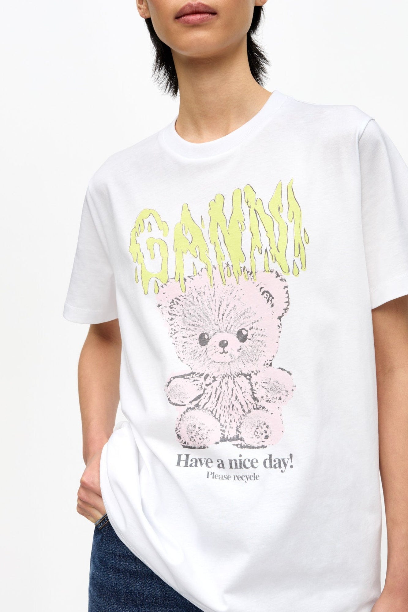 T-shirt basique décontracté de coton en jersey - Bright White