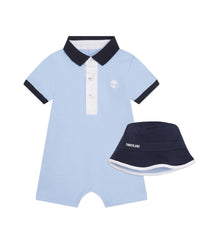 Ensemble combi-short et bob réversible en coton - Azur