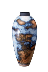 Grand vase Terra en faïence - Bleu & Orange