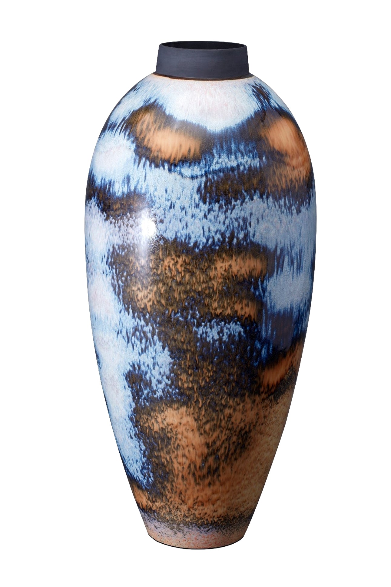 Large Terra porcelain vase - Blue & Orange