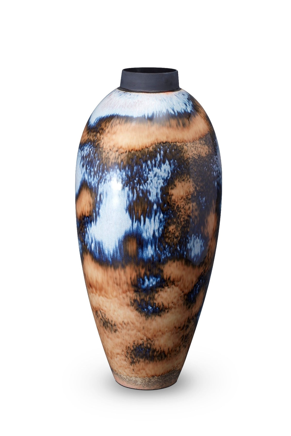 Grand vase Terra en faïence - Bleu & Orange