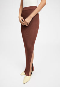 Tailor ribbed maxi skirt - Chocolate